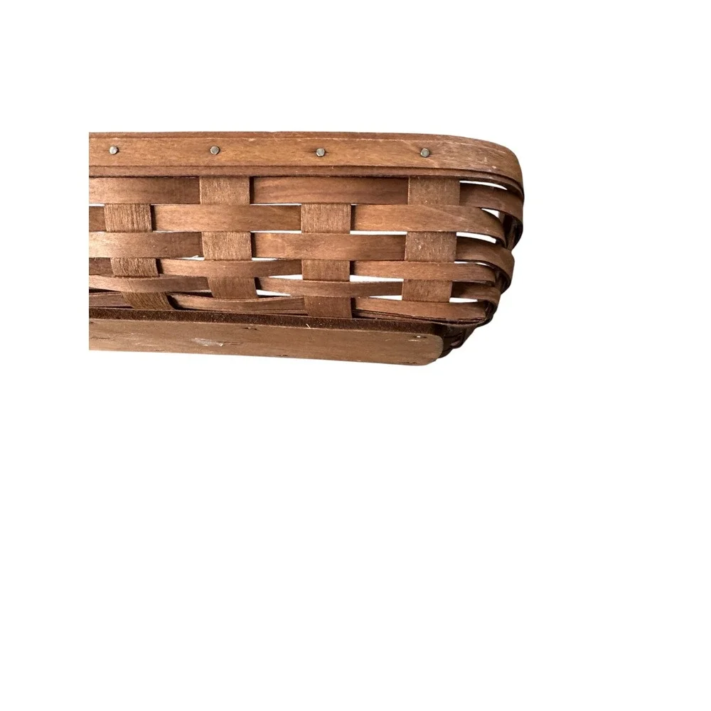 Longaberger 2007 Rectangular Handmade Basket with Plastic Liner Brown Woven Wood